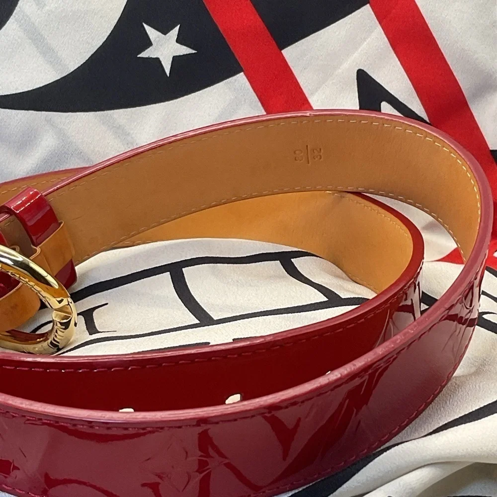 Louis Vuitton Red Monogram Vernis Belt